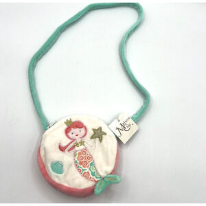 NEW Maison Chic Embroidered Applique Coral The Mermaid Child's Zippered Purse
